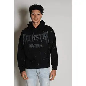 Andros Black Rhinestone Oversized Hoodie