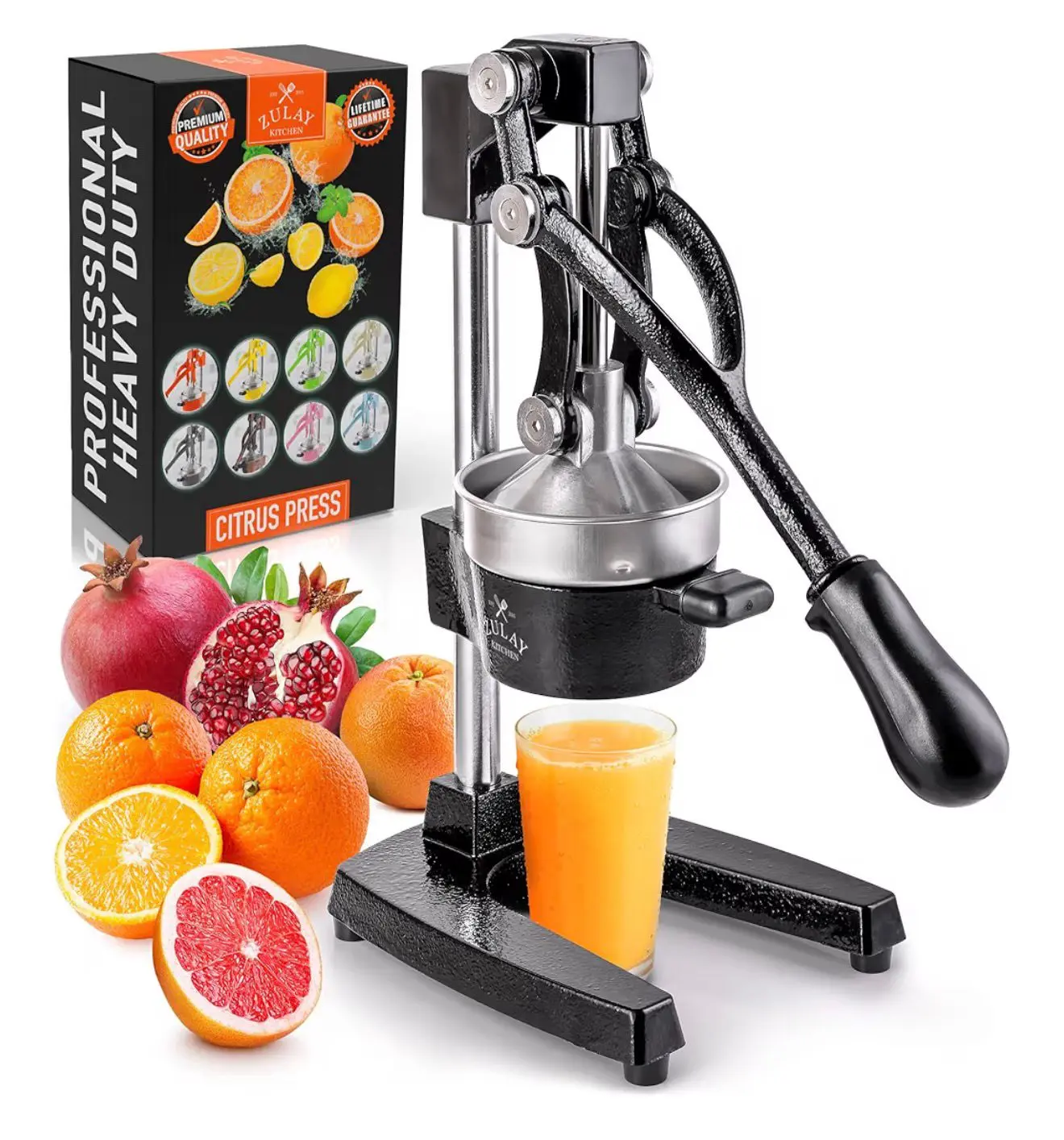 Exprimidor de Naranjas de metal y acero inoxidable. Resistente, manual, con terminacion de grado comercial