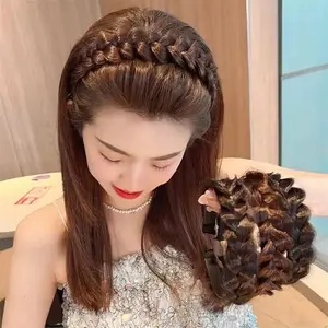 Wig Haiband women Braid Hairstyle Girls artificial Hair Natural black