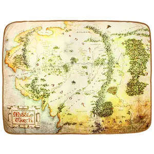 Lord Of The Rings Full Middle Earth Map Design Plush Throw Blanket 46' x 60'
