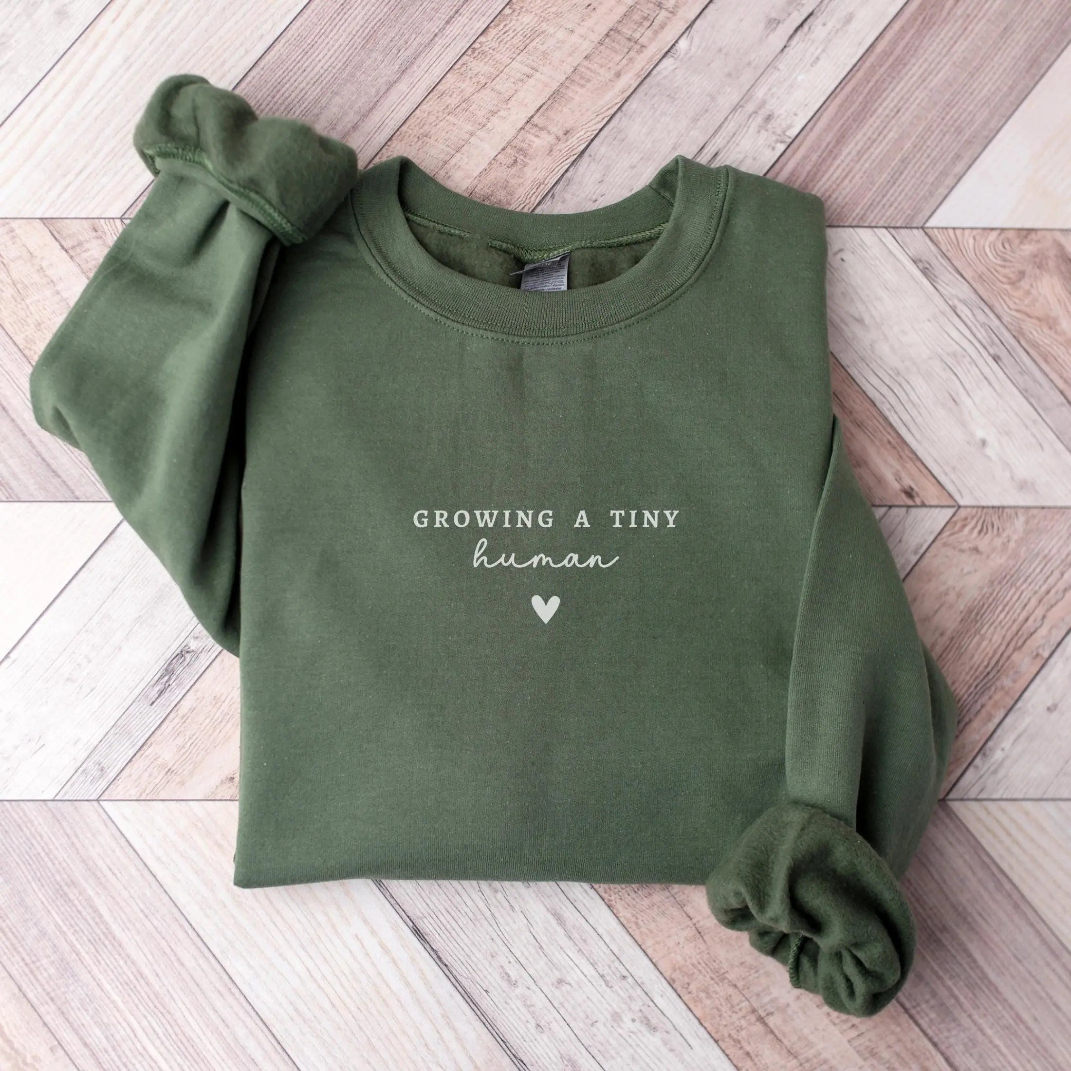 Growing A Tiny Human Soon To Be Mom Sweatshirt, Im Pregnant Daughter Expecting Mom Gift Pregnancy Reveal Baby Announcement Ideas - AMBER
