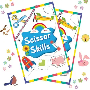 48 Sheets Paper Cutting Scissor Skill Paper Crafting Activity Book, Art Supplies, Fun DIY Kids Crafts with Colorful Designs, Educational Games & Activities, Fine Motor Skills, Cognitive Development, Perfect Holiday Gift