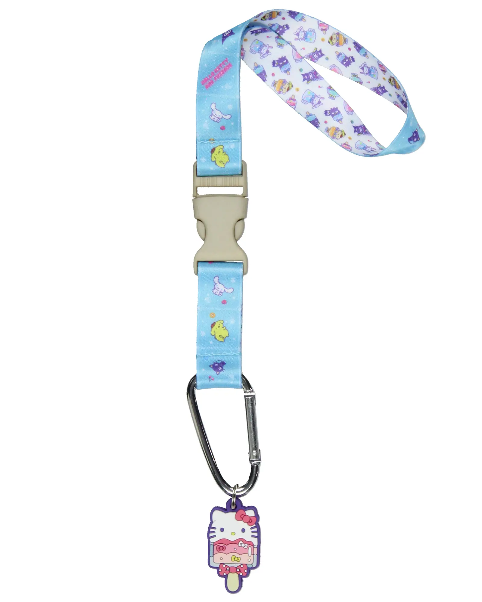 Nylon Cartoon Wristlet Keychain with Removable Pendant - Hello Kitty, Cinnamoroll, Badtz-Maru Designs for Office ID Badges, Keys