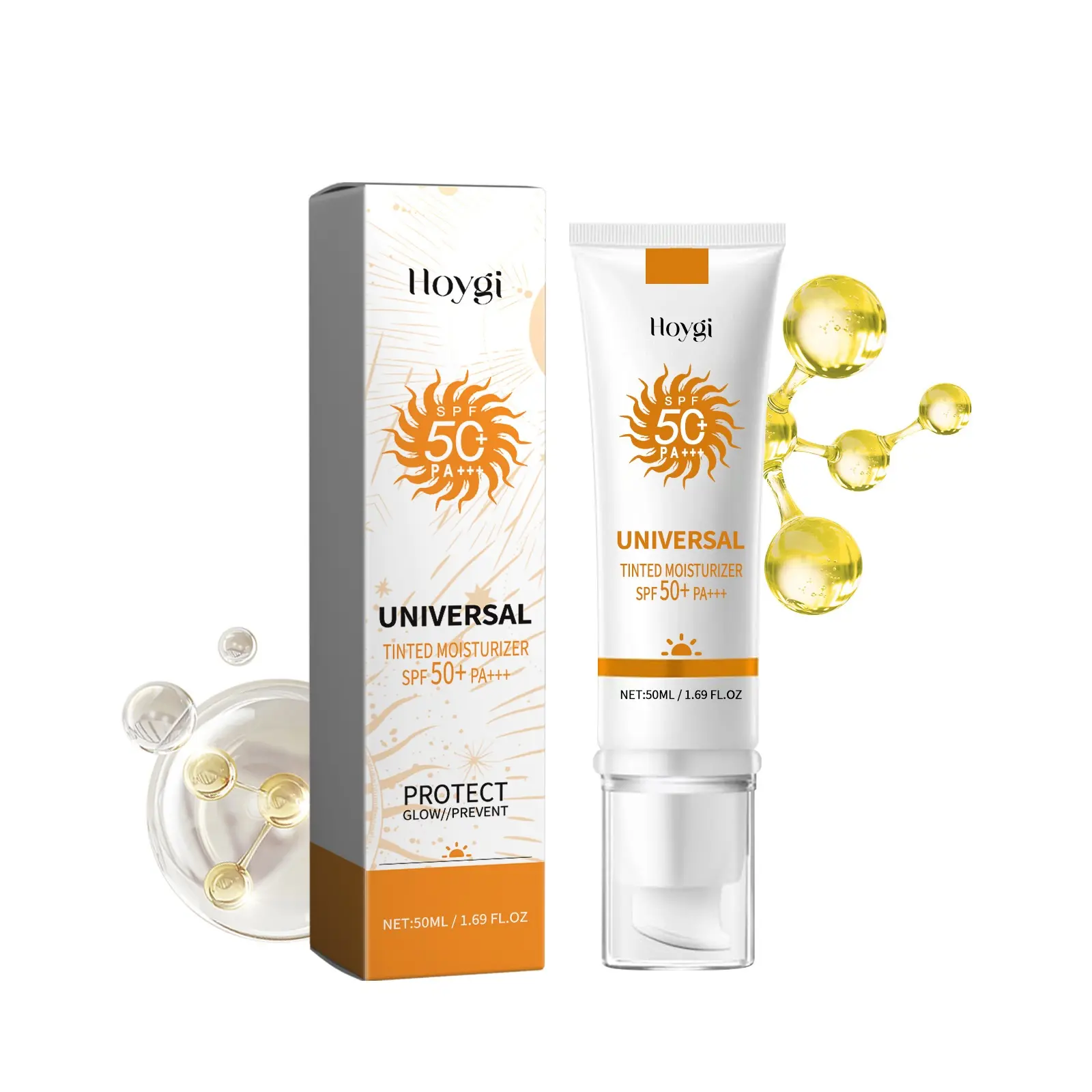 Sunscreen to prevent sunburn and tanning, Universal Tinted Face  Moisturizer Sunscreen, SPF 50 PA+++, Water Resistant And Non-Greasy,For All Type Skin Facial Skincare