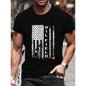 100% Cotton Oil Field Flag Pump Man Driller Outfit Oil Drilling Gift T-Shirt Women's Men's Graphic Tee Crew Neck summer vacation Tops