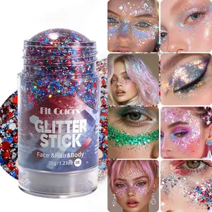 1PCS FIT COLORS Glitter Stick, Multi‑Purpose Face Hair Body Glitter Gel Long‑Lasting Shiny Makeup, For Sports Events Concert Festival Party Cosplay Looks, Festival Shiny Makeup Trend, Glitter Stick, Body Glitter Cosmetics