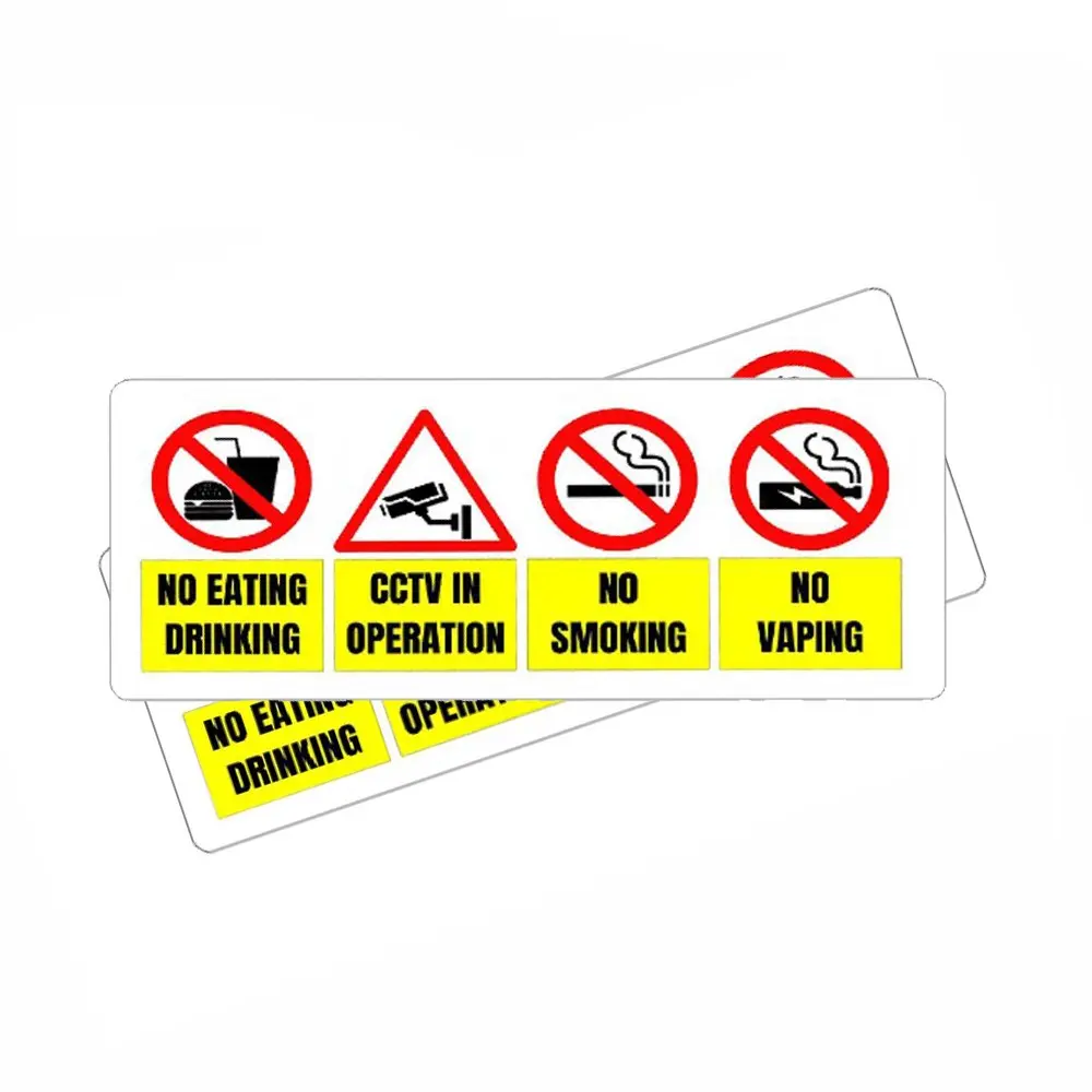 2Pack 130x50mm No Smoking Eating Drinking In Operation Stickers Warning Sign Taxi Car Stickers Sticker for Cars Car Decals