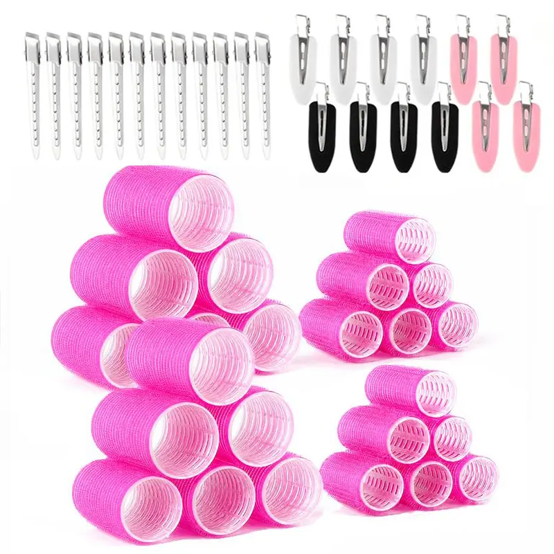 Women's 48PCS Durable Heatless Hair Rollers Kit - Lightweight Stainless Steel Duckbill Clips Styling Tool, 2 Sizes for Fine-Thick Hair, Damage-Free Overnight Fluffy DIY Beach Waves Hairstyler, Ideal Gift, Haircare