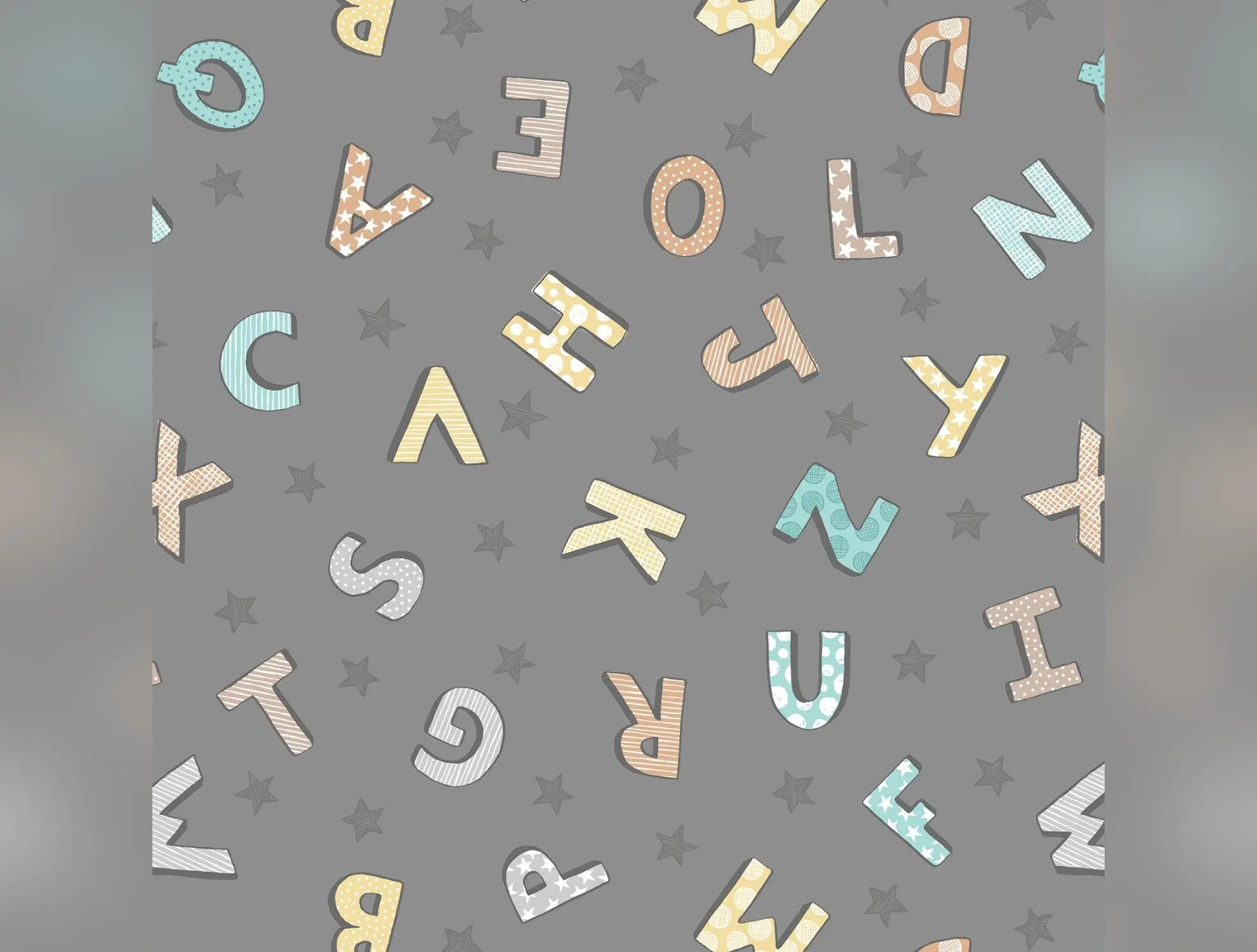 Bella Bunny & Bear | Alphabet on Dark Grey by Lewis & Irene | A648.3