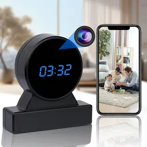 New Upgraded Digital Clock with 1080P HD WiFi Connection Night Vision Function One-Touch Recording Video Recording Remote Control Suitable for Indoor Home Security Various Scenarios Decor Camera Cloud anti-theft video