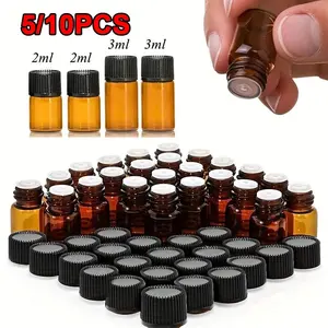 Mini Tea Color Glass Essential Oil Bottle, 2ML/3ML Refillable Serum Dispenser, Reusable Perfume Container, Portable Aromatherapy Vial, Reusable Glass Bottles