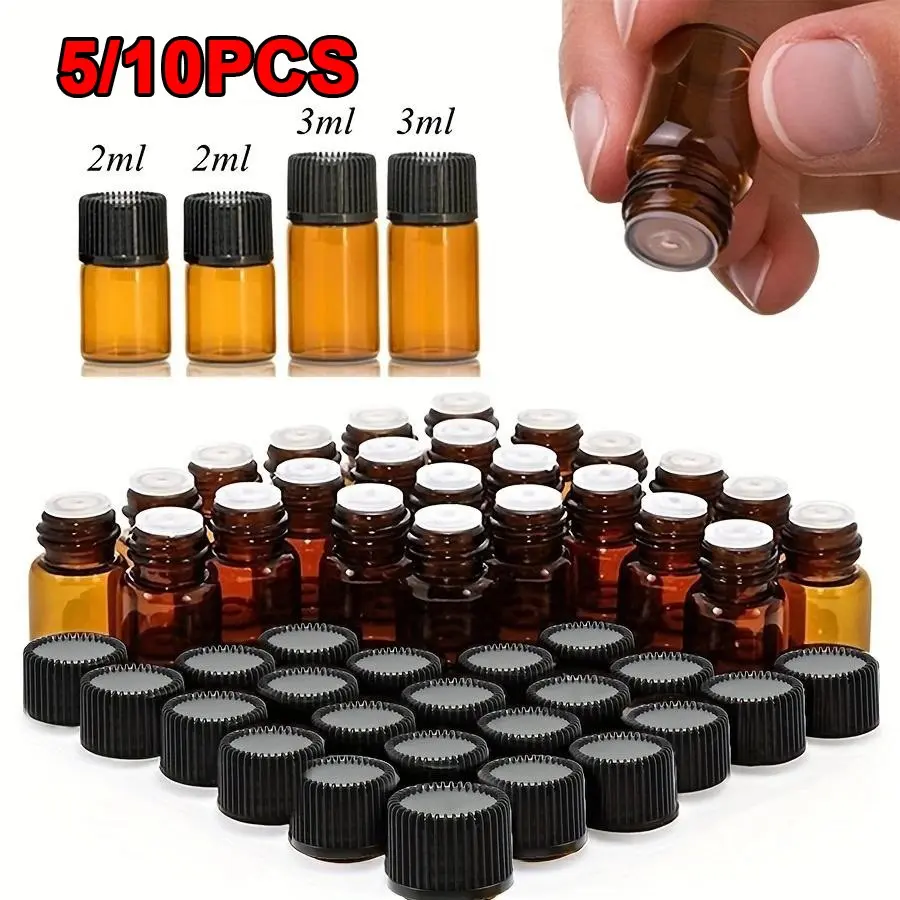 Mini Tea Color Glass Essential Oil Bottle, 2ML/3ML Refillable Serum Dispenser, Travel Dispenser Bottle, Reusable Perfume Container, Portable Aromatherapy Vial, Reusable Glass Bottles, Glass Containers, Glass Bottles Set