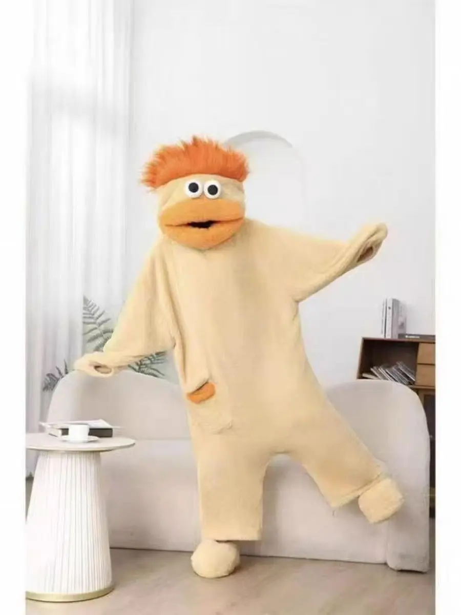 Unisex Plush Onesie with Wig-Comb, Big Eyes Big Mouth Costume, Comfortable Longsleeve Party Nightwear for Sleepovers and Pranks Womenswear Pajama Set