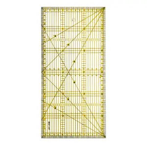 Transparent Acrylic Sewing Ruler, Dual Color Grid Lines, Square Measuring Tool for Handmade Fabric Cutting Ironing