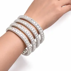 Beautiful Indian Bangles Churi Chura for Women 2x4 to 2x8 Size Jewelry Set Rhinestone Decorated Stackable Layered Bracelet Modern Fashion Accessories