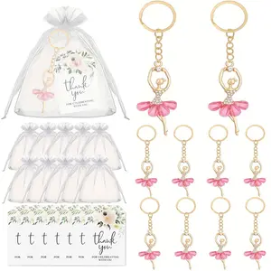 12 sets of ballet dancer keychains - including 12 keychains, 12 transparent gift bags, and 12 thank-you labels, perfect for weddings, bridal parties, birthdays, anniversaries, Christmas, Thanksgiving, New Year, and more occasions