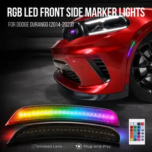 RGB LED Front Side Marker Lights for Dodge Durango (2014–2023) – Smoked Lens, Remote Controlled, 2-Piece Kit