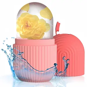 LMMAKE 1Pc Ice Roller for Face and Eye, Silicone Ice Facial Roller, Reusable Ice Cube Roller for Shrink Pores, Anti Wrinkle, Reduce Puffiness, Calming Pink Lemon Blend for Acne Treatment, Skin Care Gift