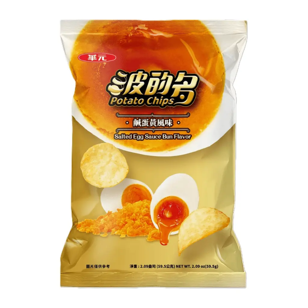 Hua Yuan Savory Crunchy Crispy Potato Chips, Salty Egg Yolk Flavor - 59.5g Snack