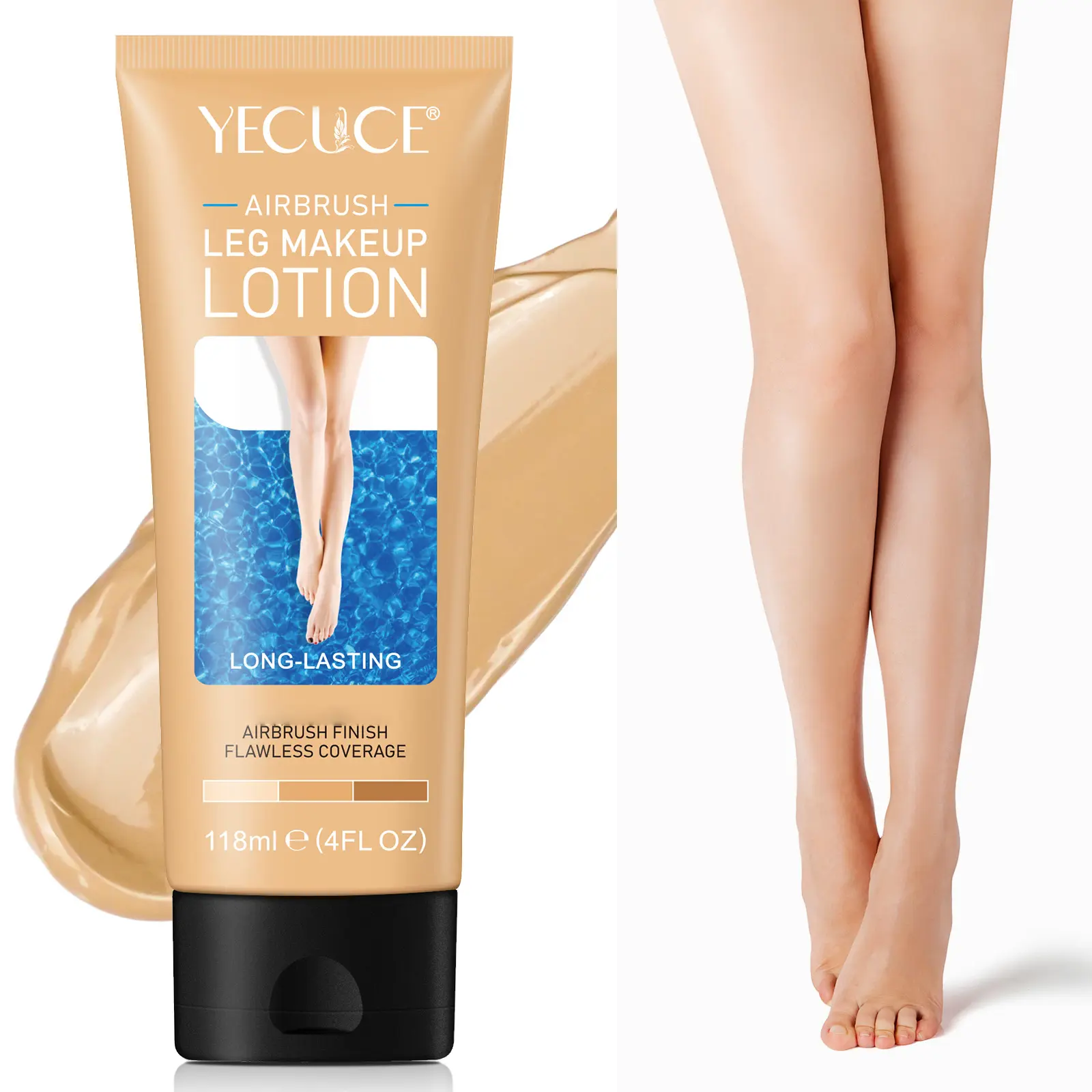 YECUCE Leg Makeup - Instant Body Perfector Lotion, Water Resistant & Transfer Proof, Flawless Looking Legs Cover, Easy Application & Quick Dry, TikTok Viral Body Makeup
