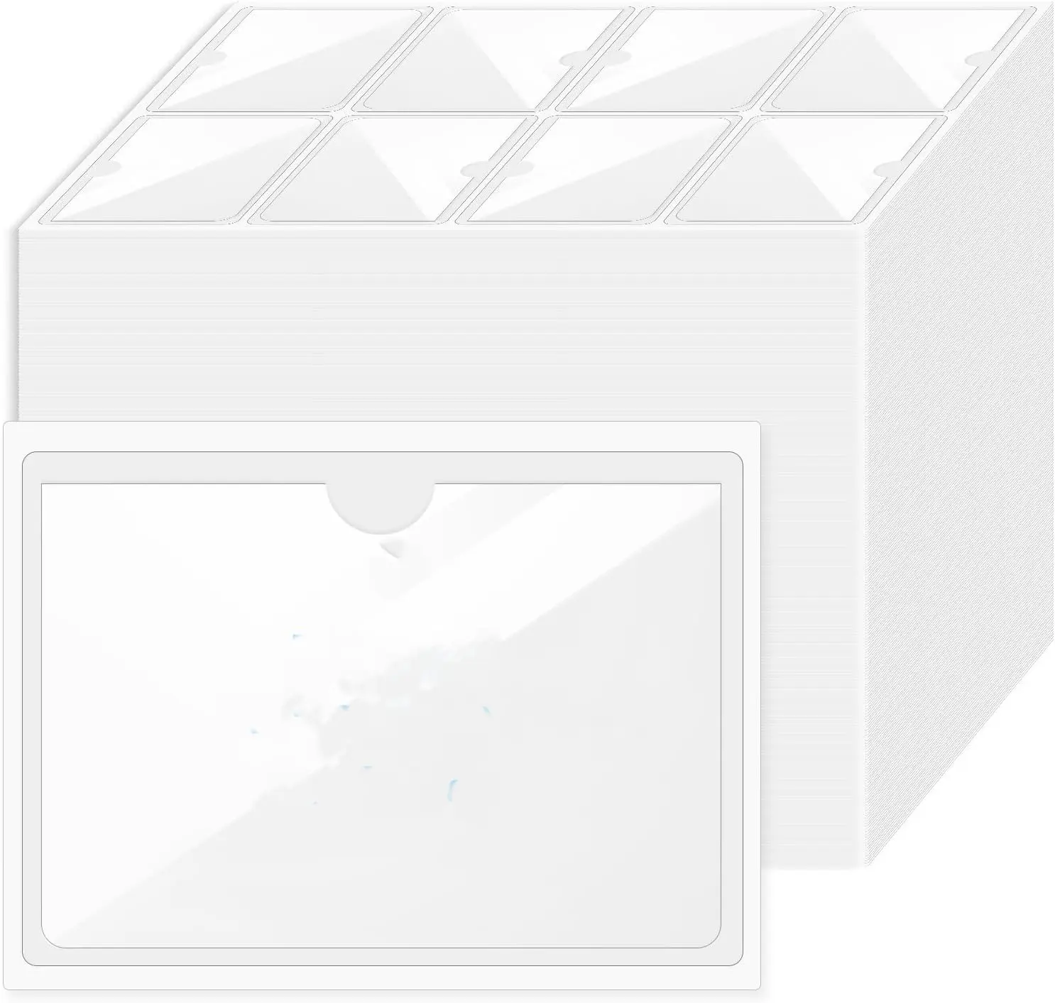 56 Pack Clear Self-Adhesive Pockets, 3" x 5" Index Card Pockets with Top Open Loading, PVC Label Holders for Organizing Storage Bins, Library Card, Drawer, and Protecting Your Cards