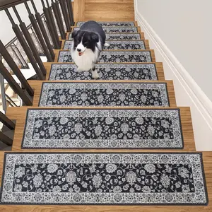 15pcs Anti-Slip Stair Treads Non-Slip 30 Pack 8" X 30" Stair Treads for Wooden Steps, Washable  Stair Runners Stain-Resistant Stair Carpet, Edging Stair Rug for Elders And Dogs