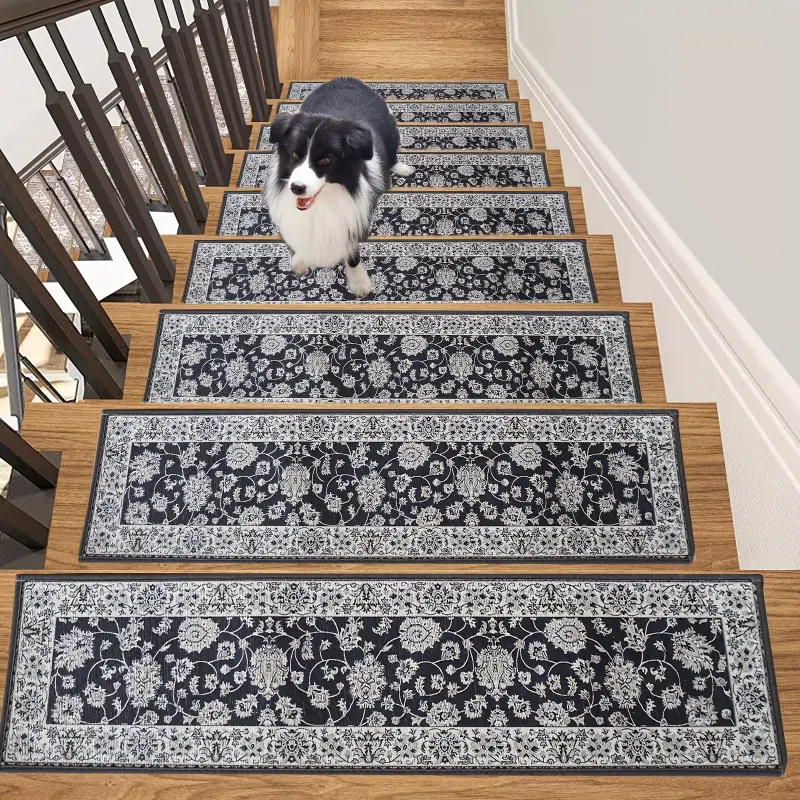 Joyfinity 15pcs Anti-Slip Stair Treads Non-Slip 30 Pack 8" X 30" Stair Treads for Wooden Steps, Washable  Stair Runners Stain-Resistant Stair Carpet, Edging Stair Rug for Elders And Dogs