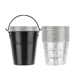 15 Pack Grill Grease Bucket Liners with Replacement Drip Bucket for Pellet Grills, Compatible with Traeger 20 22 34 and Pit Boss Smokers, Disposable BBQ Grease Catcher Set Black