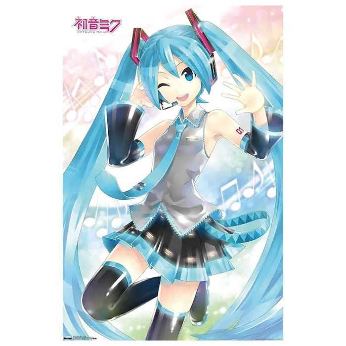 Trends International Hatsune Miku Waving Wall Poster, Vibrant Anime Art for Your Room | Perfect Decor for Vocaloid Fans, High-Quality Print to Add a Splash of Color to Your Space