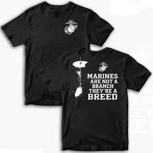USMC Marines T-Shirt, Not a Branch They're a Breed Slogan, Military Veteran Patriotic Apparel, Mens Graphic Tee Gift