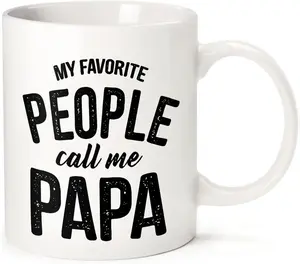 11 oz Thick Sturdy Reusable Washable Ceramic Coffee Mug - Personalized Funny Gifts for Stepdad, Christmas Stocking Stuffer, Suitable for Kids