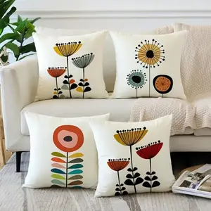 4PCS Spring Decorations for Home - Spring Pillow Covers, Outdoor Pillow Covers Springtime Farmhouse Throw Pillow Cover Garden Linen Cushion Case for Home Decor Easy to Put on Durable