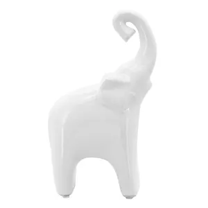 Sagebrook Home 11" Ceramic Elephant Sculpture - Contemporary White Elephant Statue for Home or Office Decor - Elephant Lover Gift Idea - Decorative Home Decor Accent Artistic Figurine