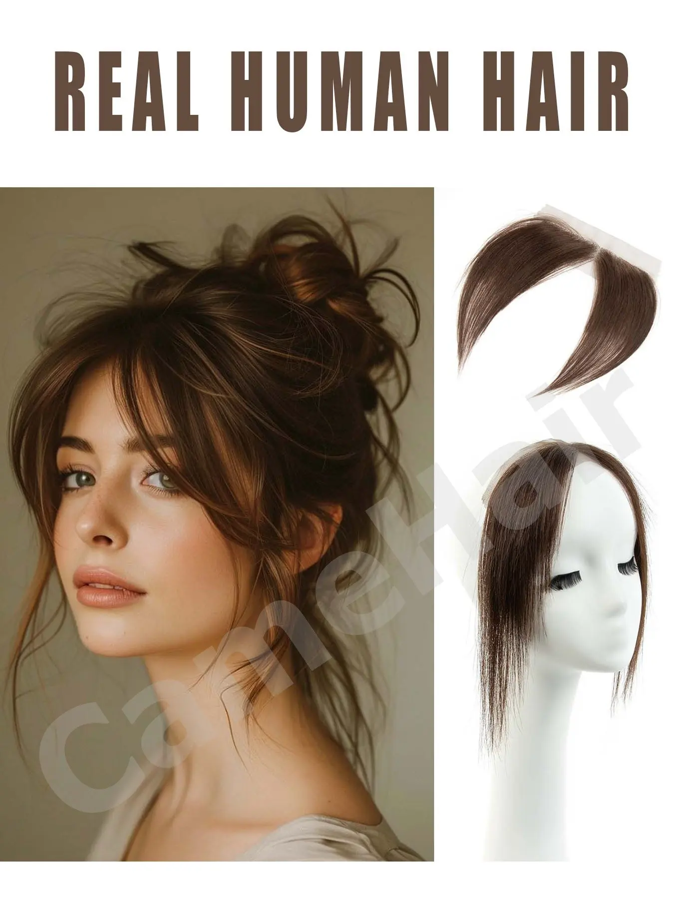 Human Hair Clip In Dark Brown Bangs for Women Soft Layered Fake Bangs with Feathered Fringe Easy Clip-On Design Hair Pieces for Daily Wear Real Human Hair brown jet black natural balck for Halloween Christmas party