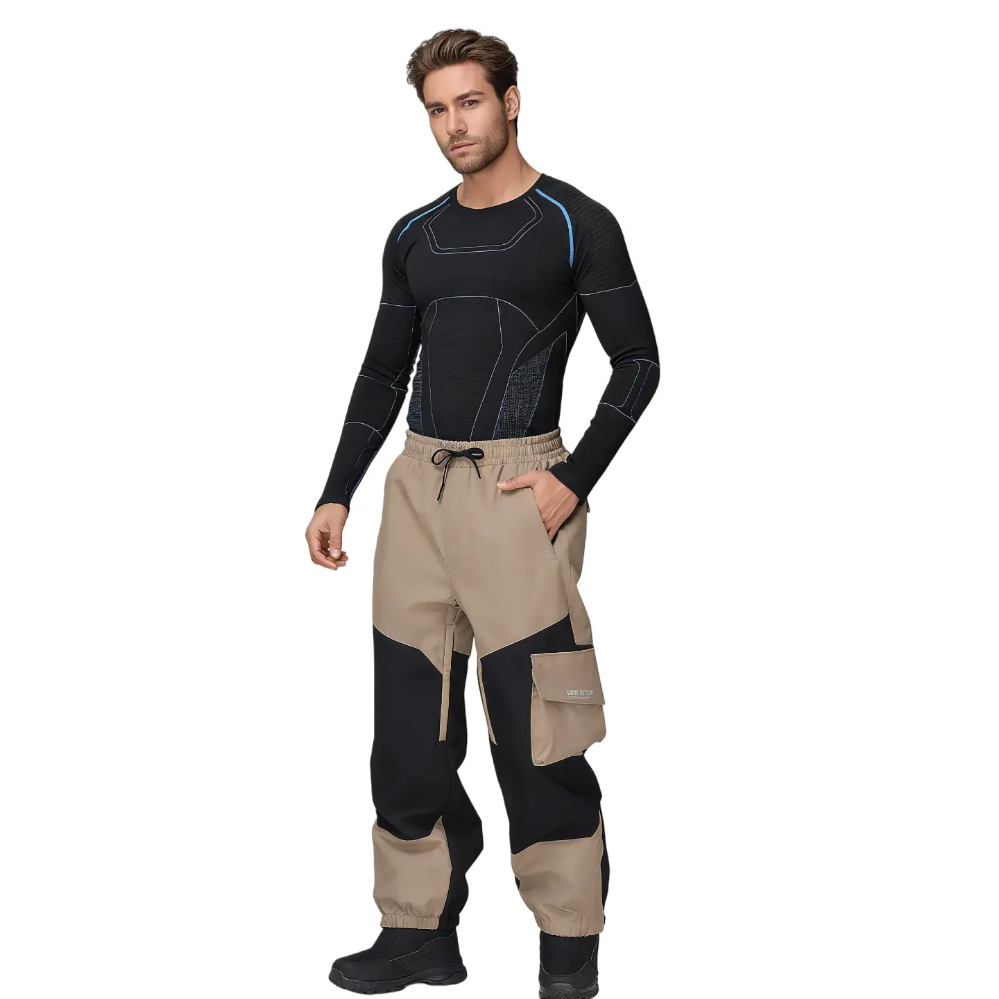 YEEFINE Men's & Women's Insulated Cargo Snow Pants - Waterproof, Baggy, with Cargo Pockets for Skiing, Snowboarding, Winter Sports, Outdoor Activities