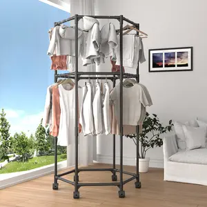 Multi-Layer Rotating Clothes Rack, Single/dual Layer Option, Space-Saving Design, Ideal for Renters, Home Use, Bedroom, Balcony, Laundry Room, Clothes Drying Rack