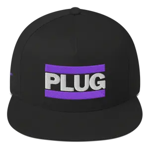 PLUG | Snapback | Flat Bill Hat | Purple Embroidered Patch | Green Undervisor