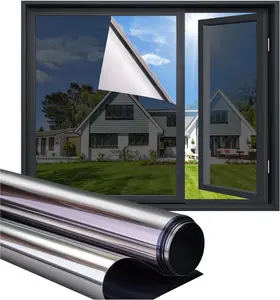Black-Silver Reflective Glass Tint Window Film - Limited Time Sale, 17.5 x 78.7in, Daytime Door Window Covering for Office Use