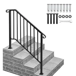 Matte Black Outdoor 1st Tier Iron Handrail