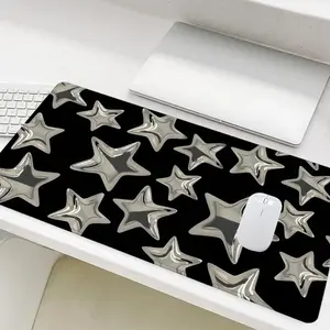 Star Pattern Mouse Pad, Rectangle Gaming Mouse Pad, Non-Slip Rubber Base Stitched Edge Desk Pad for Home Office Game Room, Gaming Desk Accessory, Office Desk Accessories, Computer Desk Accessories