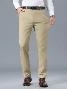 Men's Solid Color Fabric Suit Pants, Regular Fit Casual Comfy Trousers for Work Office Business, Men's Suit Pants for All Seasons, Menswear