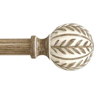 Boho  Curtain Rods for Windows 48 to 84 inch,1" Adjustable Heavy Duty Window Curtain Rod with Imitation  Grain Finials,Rustic Decorative Drapery Rods Set,Size:36-88'',Weathered