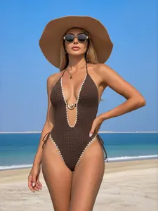 Women's One-Piece Bodycon Swimsuit Spring Summer New Style, Sexy Backless Triangle Design, Perfect for Beach Vacation & Cross-Border Trend