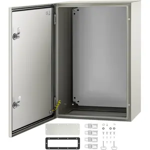 NEMA Steel Enclosure 24 x 16 x 10 in, NEMA 4X Rated Electrical Box, IP66 Waterproof and Dustproof, Outdoor and Indoor Electrical Junction Box with Mounting Plate, Weatherproof Industrial Electrical Cabinet
