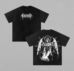 valentine shirts Y2K Gothic Sitting Angel Washed Hoodie, Angel Tshirt – Dark Aesthetic Streetwear, Fallen Angel Y2k Clothing,Menswear Oversized Tops, Gym Pump Cover,Vintage,Clothes