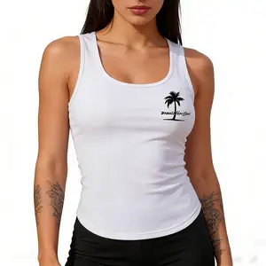 Hawaiian Palm Tree Print Tank Top, women's Loose Fit Sleeveless Shirt,
