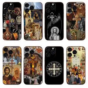 Orthodox Cross Icon Church Phone Cases For iPhone 17 Promax Pro Air 16 Plus 15 14 13 12 11 Black Shockproof Cover Gift For Birthday Christmas Halloween
