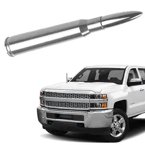 Car Truck Antenna with Tire Valve Caps Replacement for GMC Sierra, Chevy Silverado, Dodge Ram 1500/2500/3500, Ford F150/F250/F350/Super Duty/Raptor | Chrome Accessories