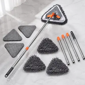 360° Triangle Mop - 2m Telescopic Long Handle Wall & Floor Cleaner, Ideal for Easy High Place Reach, Including Cleaning Wand, Extension Wand, Long Handled, Microfiber Extendable Variants, Cleaning Wand Mops, Extension Wand Mops
