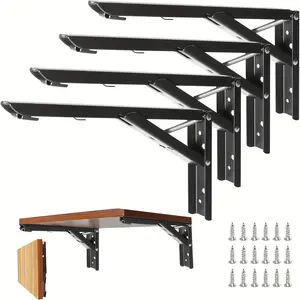 Stainless Steel Foldable Shelf Bracket, Space Saving DIY Rack for Bench Table, 2pcs Folding Shelving Support, Wall Mounted Bracket